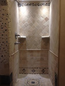 Elaborate Travertine Shower Tile Design